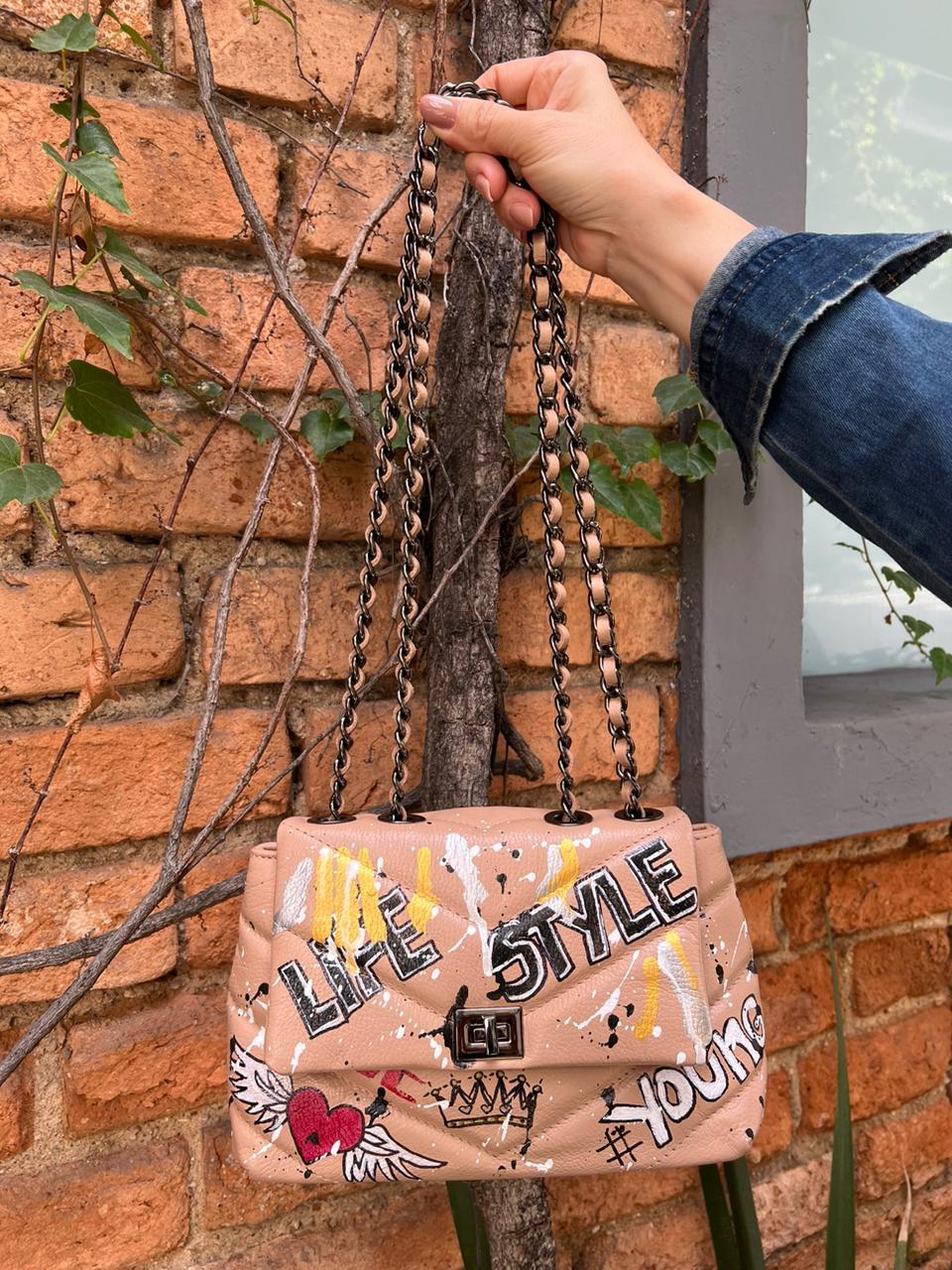 Bolsa Life Style Personalizável - 100% Couro pintado a mão