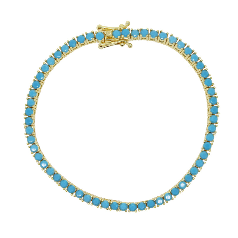 Pulseira riviera turquesa - Cravejada com zircônias