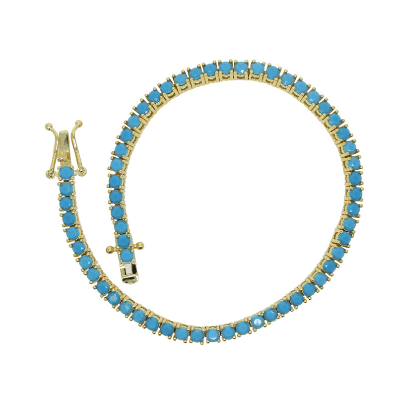 Pulseira riviera turquesa - Cravejada com zircônias