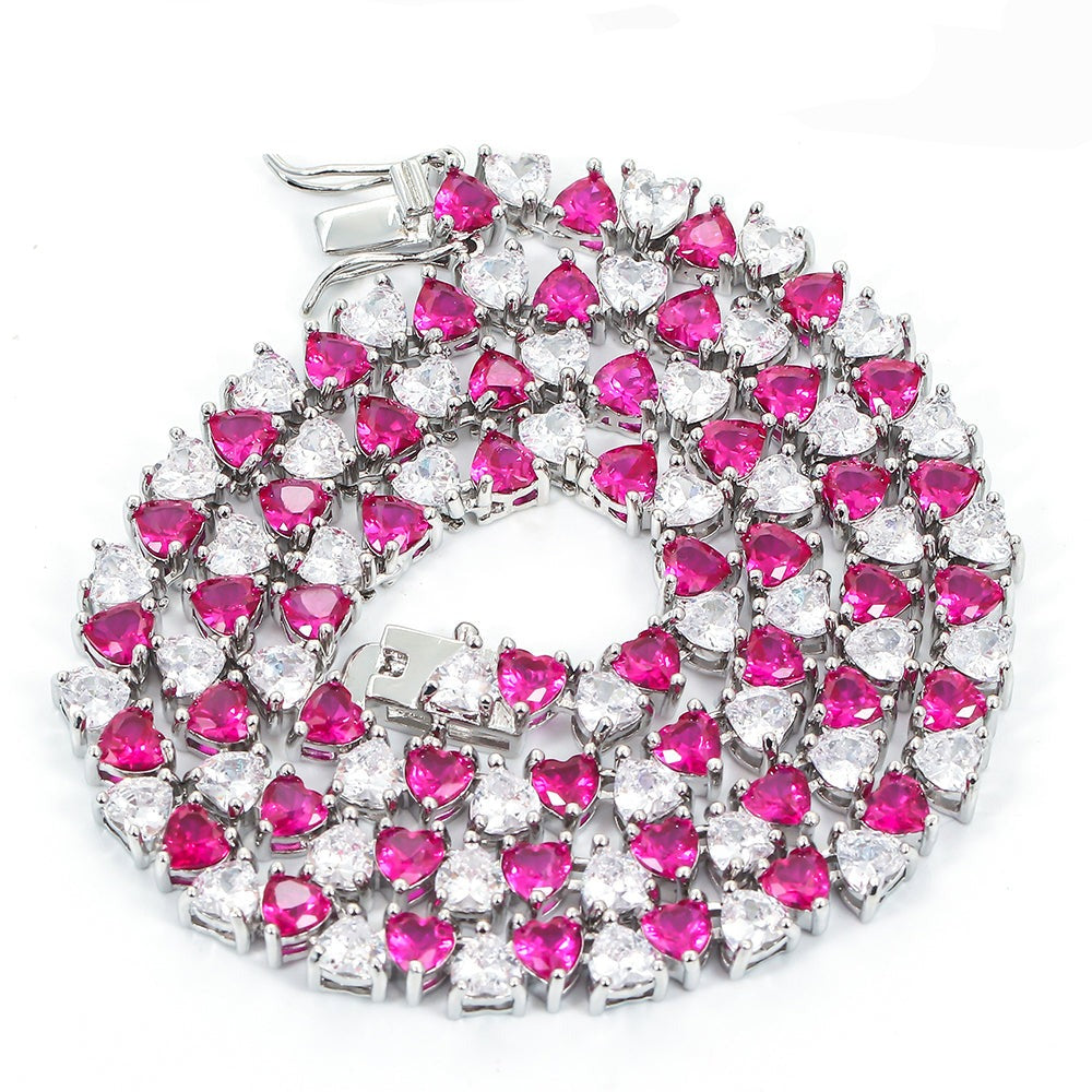 Riviera de Coração Pink Dream 5MM - Cravejada com zircônias